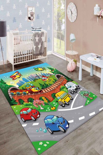 Birkilim Yıkanabilir İpeksi Kaymaz Taban Çocuk Odası Halısı | MLN-IP-SD-078