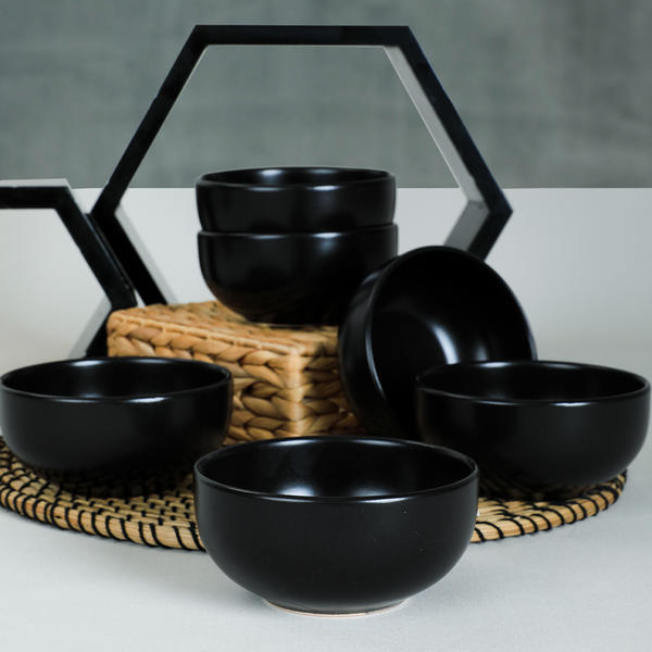 صحن شوربة اسود مطفي 12 سم 6 قطع | كيراميكا