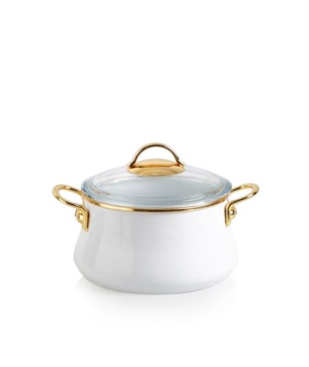 Acar Cuisine | Batterie de cuisine en émail Qualita 20 Cm New Form Blanc