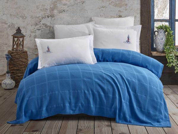 Çeyizdiyarı Rainbow Nakışlı Dokuma Pike Takımı Aqua