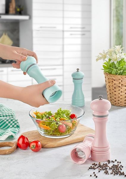 Bayev SC-2561 Pot à Poivre Sel 2 Pièces (Rose-Menthe) 18 cm