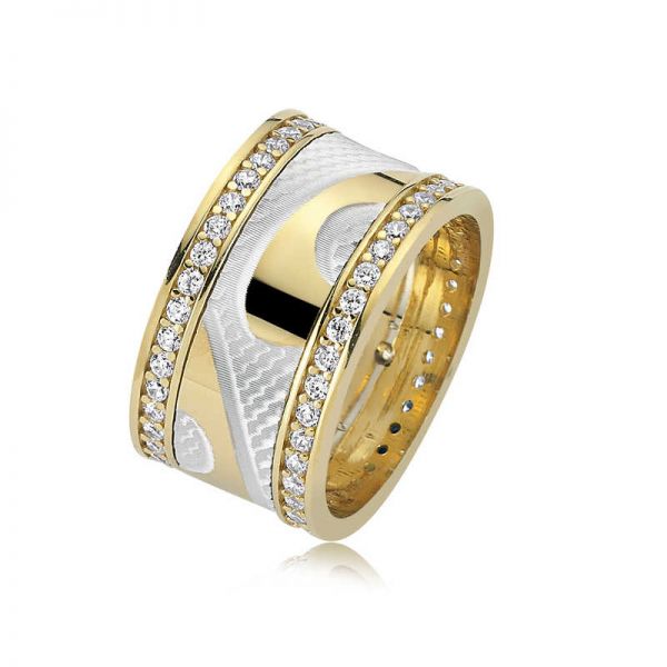 Gümüş Taşlı Çift Bayan Alyans