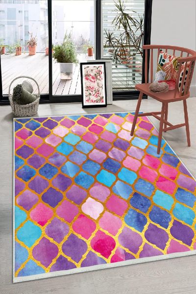 Birkilim Yıkanabilir Dekoratif Halı İpeksi Kaymaz Taban | MLN-IP-HS-327