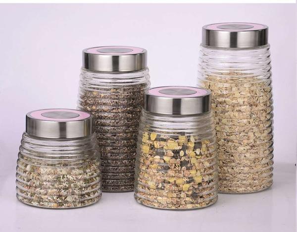 Schäfer Cam Kavanoz Seti 4 Parça Tırtıklı Pembe