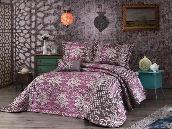 Eliza Çift Kişilik Yatak Örtüsü Mürdüm