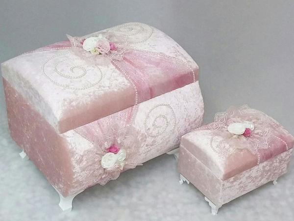 Tüllü Güllü 2'li Çeyiz Sandığı Pudra
