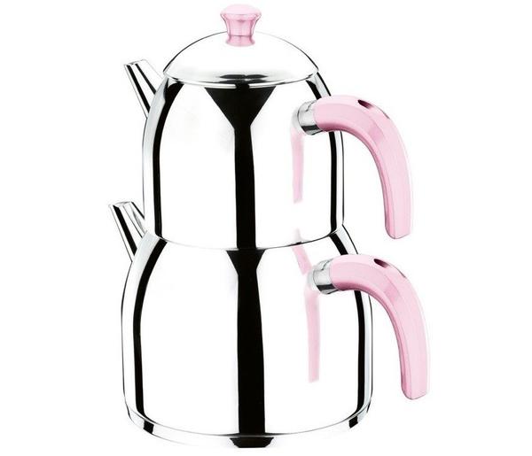 Taç Optimal Orta Boy Çaydanlık | Pembe | Paslanmaz Çelik | TAC-5863