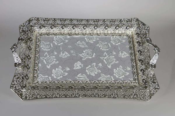 Bavary Servis Tepsisi Oryantal Çiçek Gümüş