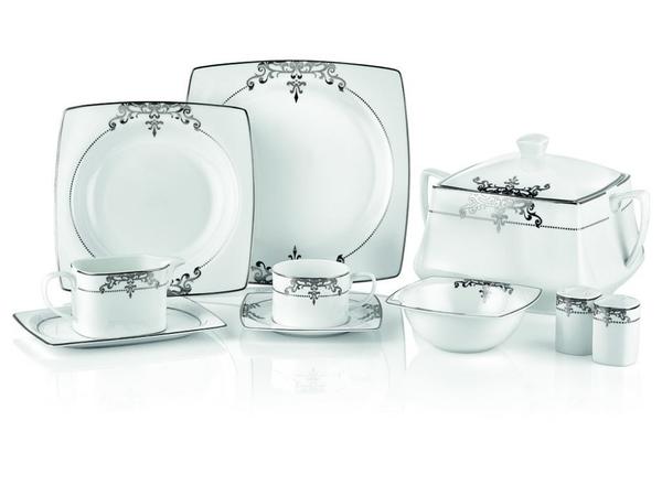 Taç İhtişamlı Osmanlı Harem 85 Parça Yemek Takımı | Platin | 12 Kişilik | TAC-2006