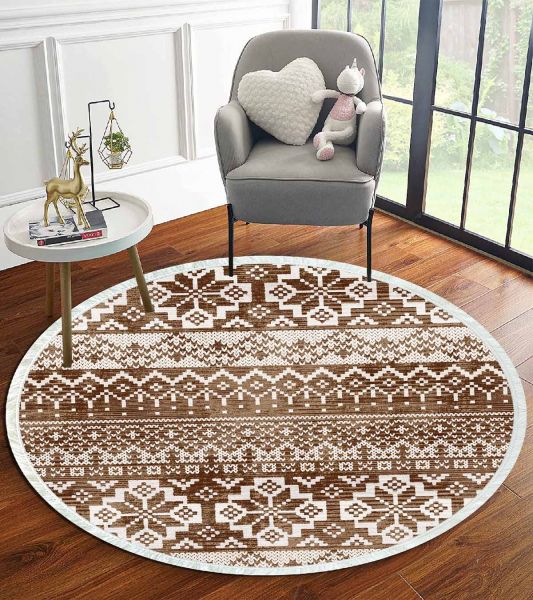 Birkilim Yuvarlak Yıkanabilir Dekoratif Halı İpeksi Kaymaz Taban | MLN-IP-YU-HT-990