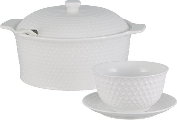 Bricard Celine 27 Parça Porselen Çorba Seti | Beyaz | 12 Kişilik