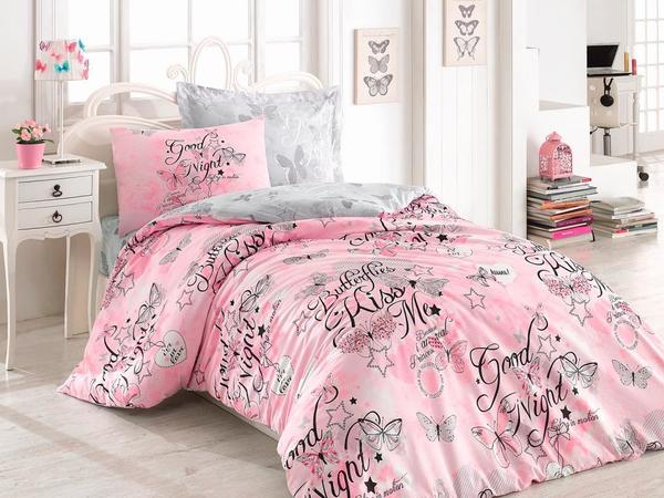 Ensemble de housse de couette simple Cottonbox Young Feeling Rose