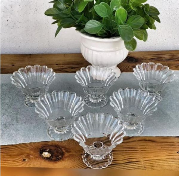 Asaf Footed Crystal 6-teiliges Plätzchenset aus schlichtem Glas