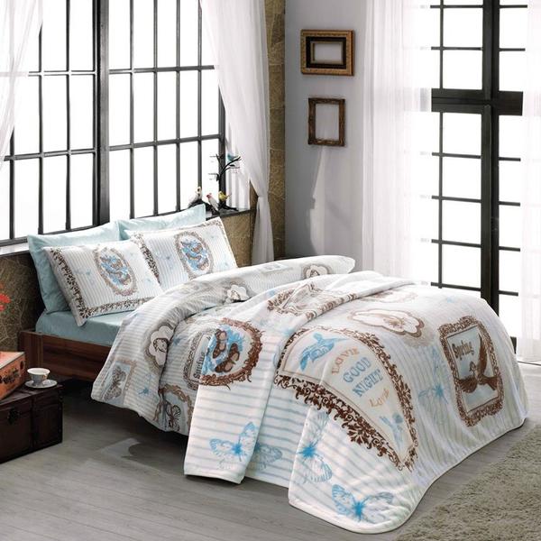 Taç Battaniye Seti Camille Tek Kişilik Turkuaz