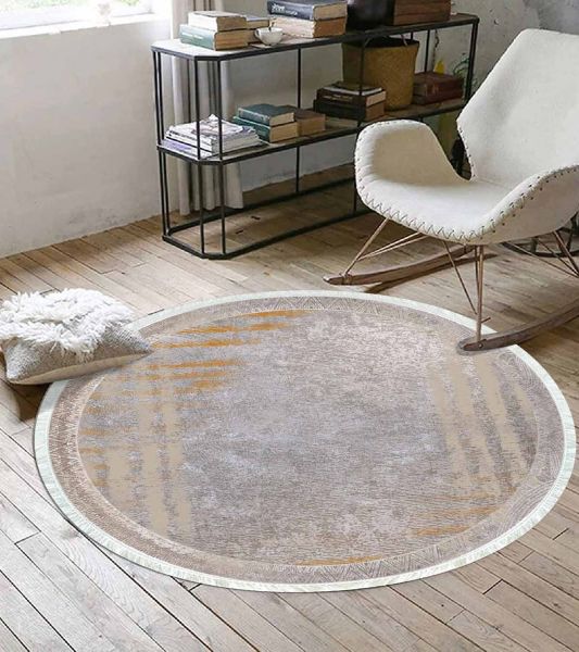 Birkilim Yuvarlak Yıkanabilir Dekoratif Halı İpeksi Kaymaz Taban | MLN-IP-YU-SD-234