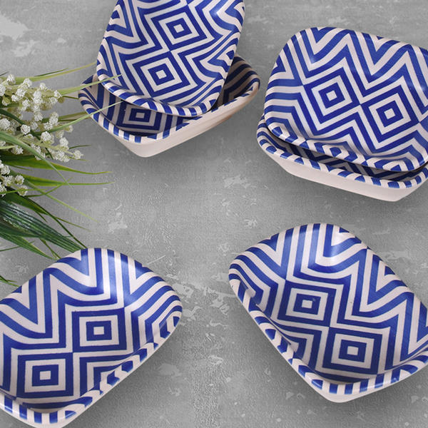 Keramika | 6'lı Çizgi Kobalt Mavisi Çerezlik