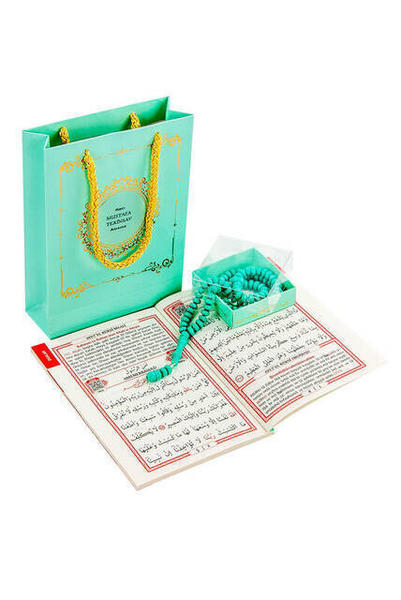 Yasin Seti - Çanta Boy - 64 Sayfa - İsim Etiketli - Tesbihli - Karton Çantalı - Yeşil Renk - Mevlüt