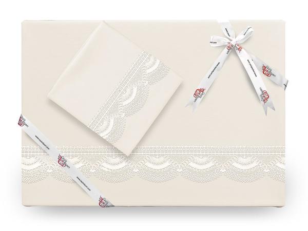 Kula Plain Needle Lace Bettbezug Set Creme