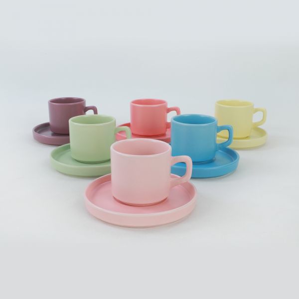 Rainbow Soft Matte Stackable Çay Fincan Takımı 12 Parça 6 Kişilik - 960-990 | Keramika
