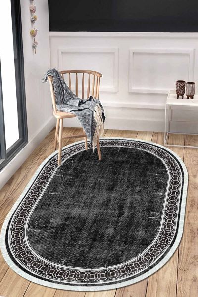 Birkilim Oval Yıkanabilir İpeksi Kaymaz Taban Dekoratif Halı | MLN-IP-O-HT-238