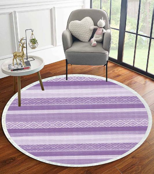 Birkilim Yuvarlak Yıkanabilir Dekoratif Halı İpeksi Kaymaz Taban | MLN-IP-YU-HT-1011