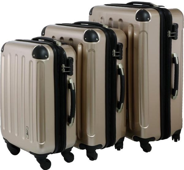 İmex Hard Case 3'lü Lüks Bavul Seti 360° Dönen Tekerlekli | Altın | TSA Kilitli