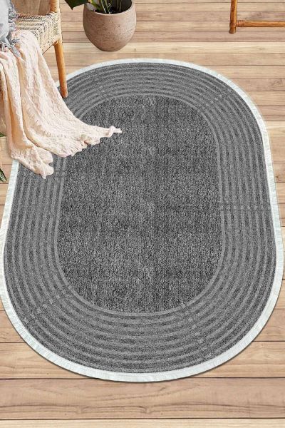 Birkilim Oval Yıkanabilir İpeksi Kaymaz Taban Dekoratif Halı | MLN-IP-O-HY-1240