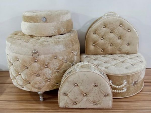 Yarım Ay 5 Li Çeyiz Sandık Takımı Cappucino