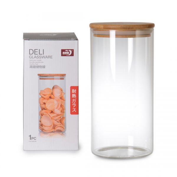 İpek Züccaciye | Ahşap Kapaklı Borasilikat Cam Kavanoz 1400 ml