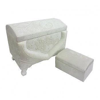 Sıla Kadife 2li Çeyiz Sandığı Krem