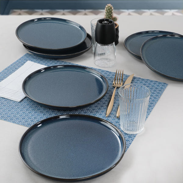 Assiette à Gâteau Nordique Texturée Granit Bleu Foncé 22 Cm 6 Pièces | Keramika