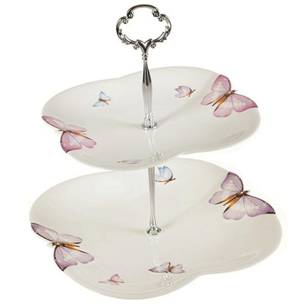 Taç 2 Katlı Porselen Kurabiyelik Kelebek | TAC-1389