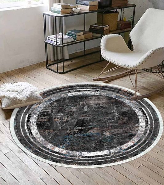 Birkilim Yuvarlak Yıkanabilir Dekoratif Halı İpeksi Kaymaz Taban | MLN-IP-YU-HY-1317