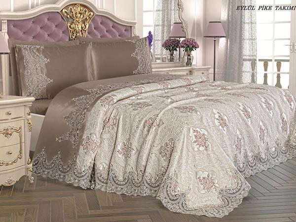 Fransız Güpürlü Tek Kişilik Eylül Pike Takımı Cappucino