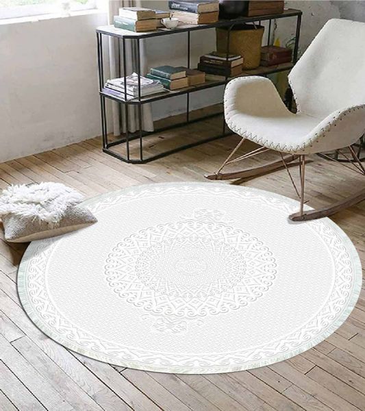 Birkilim Yuvarlak Yıkanabilir Dekoratif Halı İpeksi Kaymaz Taban | MLN-IP-YU-HS-564
