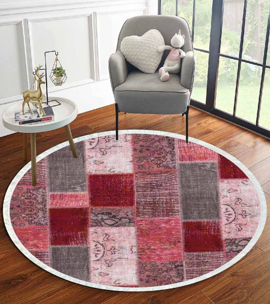 Birkilim Yuvarlak Yıkanabilir Dekoratif Halı İpeksi Kaymaz Taban | MLN-IP-YU-HT-980