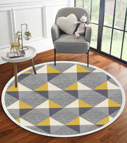 Birkilim Yuvarlak Yıkanabilir Dekoratif Halı İpeksi Kaymaz Taban | MLN-IP-YU-HT-975