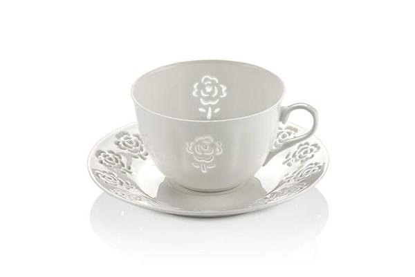 Neva Rosemary Dantels Çay Takımı | Beyaz | 6 Kişilik | 12 Parça | N607