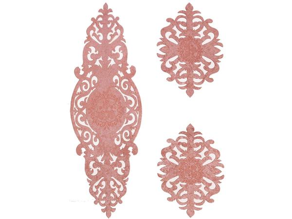 Roseart Kadife Salon Takımı 3 Parça Pudra