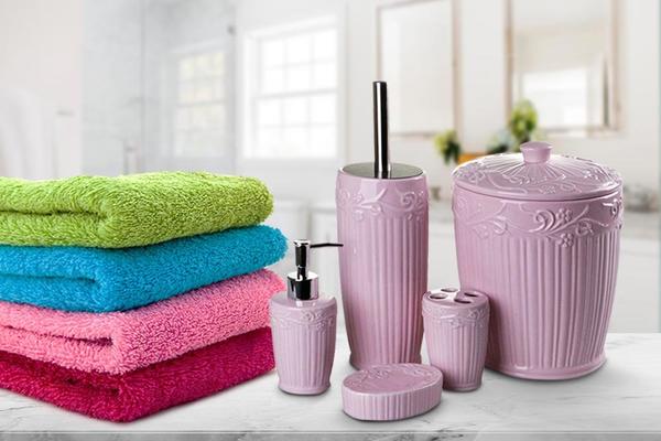 Duygu Cuty Banyo Seti 5 Parça Pembe