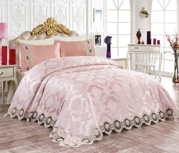 Fransız Güpürlü Çeyizlik Pike Takımı Romans Pudra