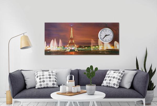 Saatli Duvar Tablosu Paris Eyfelkulesi 87cm