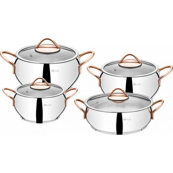 Öz Life | Anka 8 Parça Sade Bakır Tencere Seti