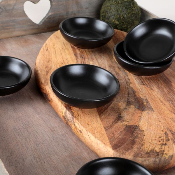 Mat Siyah Halka Çerezlik/Sosluk 7 Cm 6 Adet | Keramika