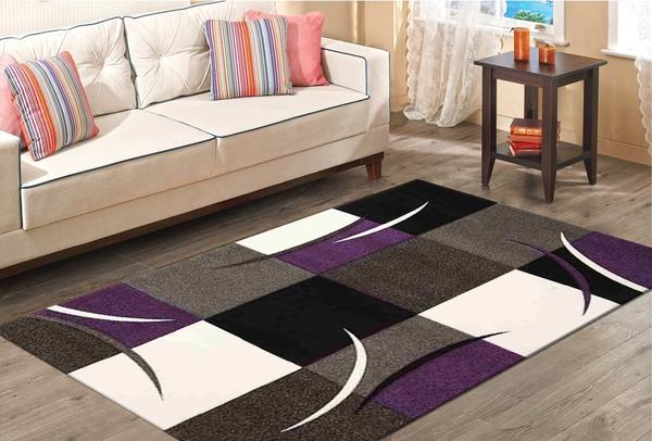 Merinos Halı Diamond Hand Curved Kare Desenli | 665-950-Lila