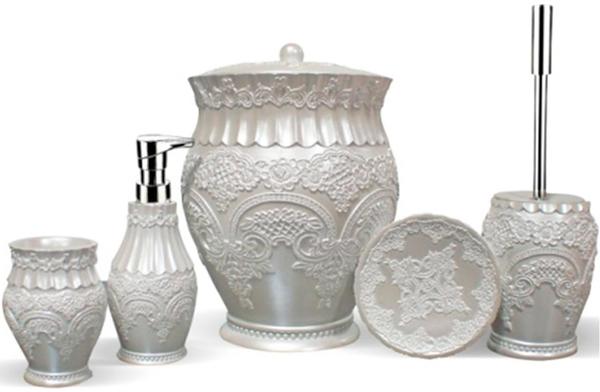 Noble Life Riviera Kokulu Banyo Takimi 5 Parca Beyaz Gümüs