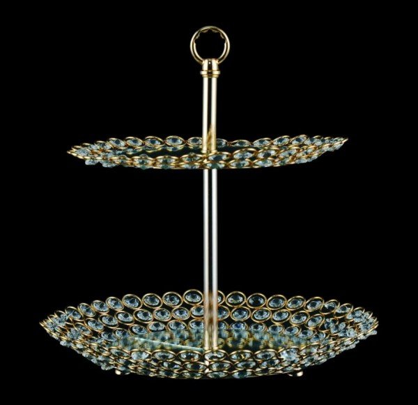 Dematex Lüks 2 Katlı Kristal Kek Standı | Altın