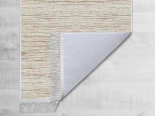 Anti-Slip Base Digital Print Velvet Carpet Stripe Beige 150x220 Cm
