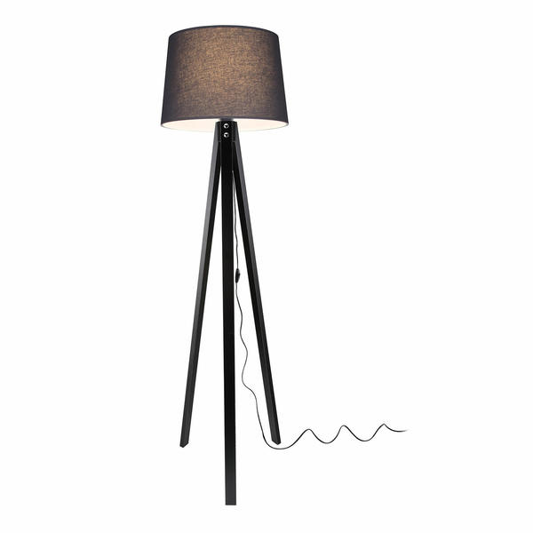 Lampadaire Déco Pied Noir Chapeau Fumé Foncé