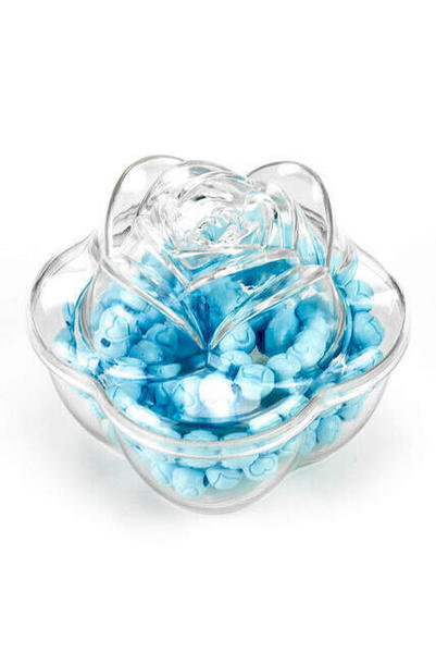 Gül Kokulu Tesbih - Gül Kutulu - Kalp Desenli - Açık Mavi - Mevlid Hediyeliği